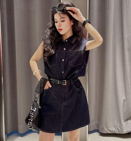 （无腰带）NC无袖假两件牛仔连衣裙50516（蓝）夏季952520310321 商品图0