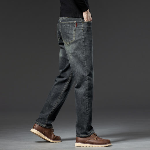 【含棉】圣得西男士微弹直筒裤2025年秋季新款棉弹舒适百搭牛仔裤 商品图13