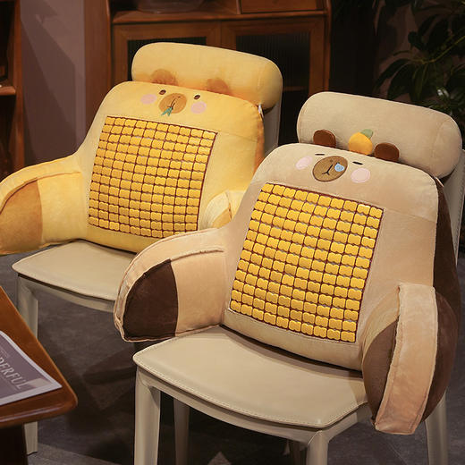 自然醒卡皮巴拉加高竹席拥抱式腰靠夏季凉席大靠背宿舍床上玩手机床靠枕头抱枕QYL 商品图12