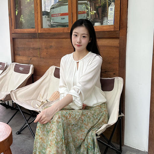 火桐hooton 花环锦簇 19姆米双乔卷边编织真丝上衣795098 商品图0