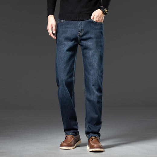 【含棉】圣得西男士微弹直筒裤2025年秋季新款棉弹舒适百搭牛仔裤 商品图10