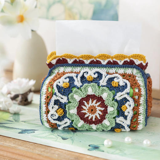 苏苏姐家锦韵团花纸巾盒手工DIY钩针家居毛线团自制材料包 商品图1