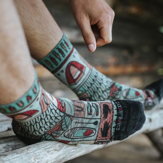 【现货直发】赛乐羊毛袜清仓 登山徒步中帮印花越野跑 羊毛袜 商品图0