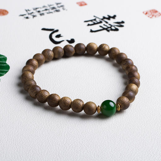 xy0466沉香+碧玉素雅手串 商品图2