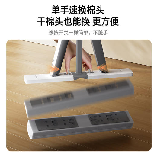 好媳妇对折式挤水胶棉拖把家用一拖净吸水厨房卫生间免手洗海绵头 商品图5