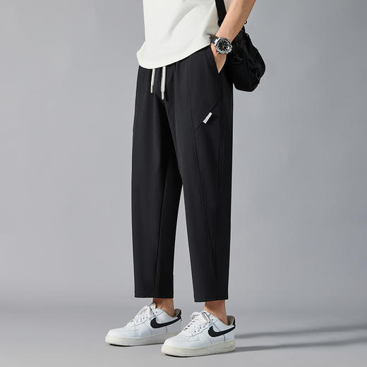 【超大码】【DH】大依优型大码潮流冰丝裤夏季裤子直筒加大码男士运动裤弹力空调裤胖子300斤 商品图0