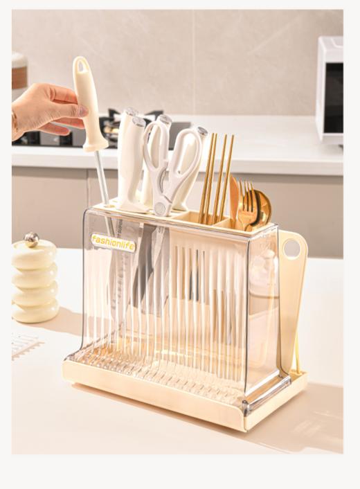 🌈【时尚轻奢刀架砧板架8371】在厨房中，刀具和菜板的收纳一直是个让人头疼的问题。🌿但有了这款厨房菜板架一体的刀架置物架，一切都变得轻松起来 商品图3