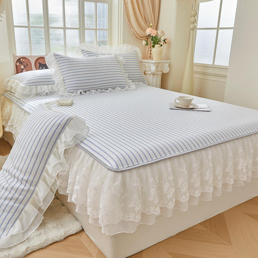 PE凉感豆豆花边床笠席空调席凉席三件套 商品图9