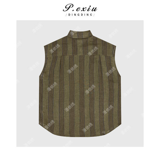 04-3潘依绣丁丁宠粉【维纳斯】100%亚麻色织条纹无袖马甲衬衣W-63158 商品图2