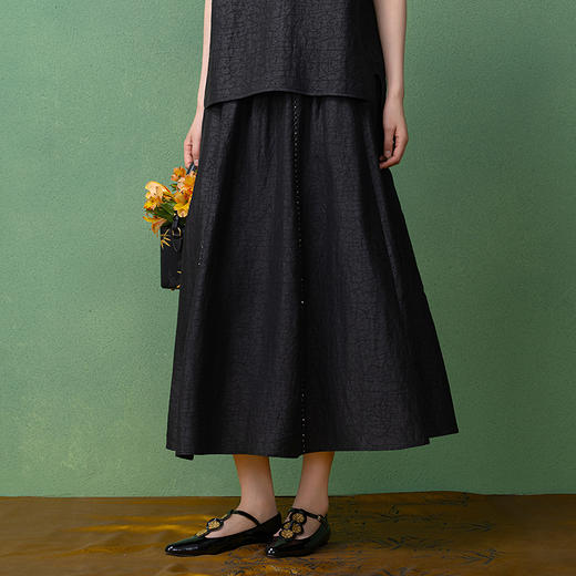 【林栖设计小店】（现货）【非遗香云纱】桑蚕丝半身裙2025秋季新款手工串珠裙子女T1953245 商品图7