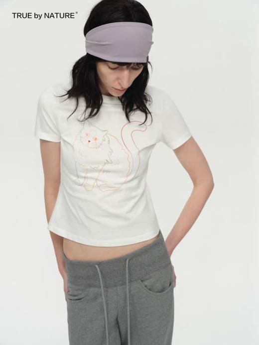 TRUE by NATURE/25SPT01/原创小猫印花正肩T恤 商品图2