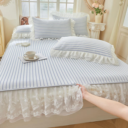 PE凉感豆豆花边床笠席空调席凉席三件套 商品图12