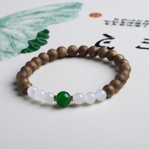 xy0471沉香+白玉碧玉国风手串 商品图3