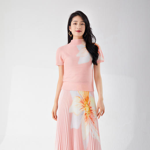 「自」全新升级【铂金会员183/天猫249/差价66】(13840)洛诗琳新款印花Ｔ恤2025夏季高级感修身弹力气质百搭上衣 商品图0