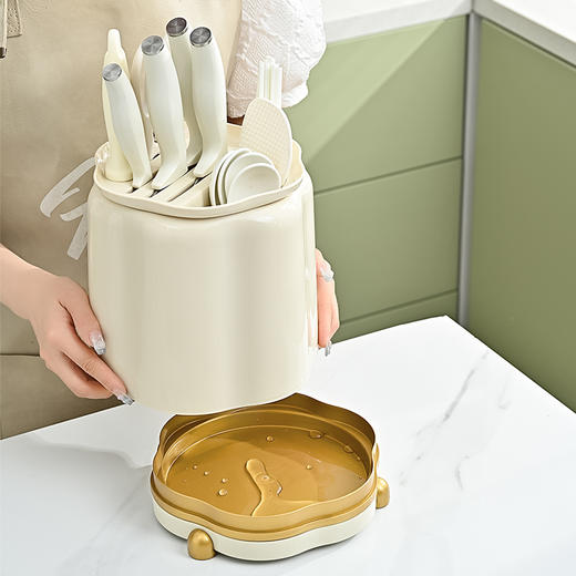 🙈【旋转+多功能+省空间】360°多功能花瓣旋转筷子刀架收纳8250🔪旋转+多功能+省空间｜厨房刀架收纳绝绝子✨ 厨房刀具、筷勺乱糟糟？这旋转刀架，直接让台面变整洁👇 商品图4