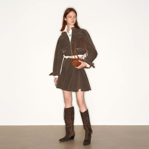 lost in echo2025早秋新款波西米亚仿麂皮流苏短夹克外套高腰短裙 商品图3