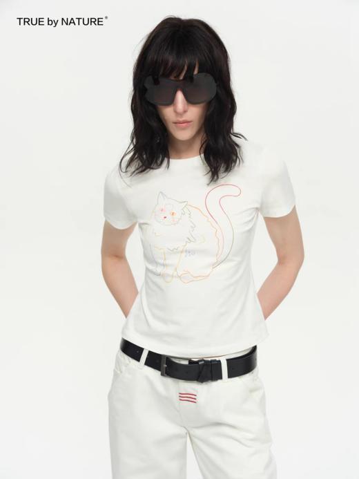 TRUE by NATURE/25SPT01/原创小猫印花正肩T恤 商品图3