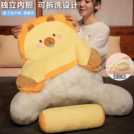 自然醒卡皮巴拉乳胶拥抱式腰靠护颈护腰靠枕靠背沙发抱枕床上看书孕妇枕头QYL 商品图3