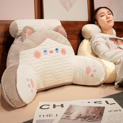 自然醒水晶绒抱抱猫乳胶拥抱式腰靠床上卧室睡觉枕头靠着看书护腰靠枕女QYL 商品图8