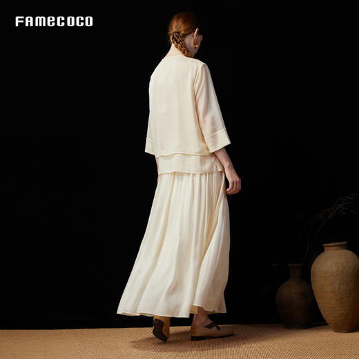 设计师品牌FAMECOCO中式盘扣七分袖圆领衬衫上衣25夏新FAD3BA003 商品图4