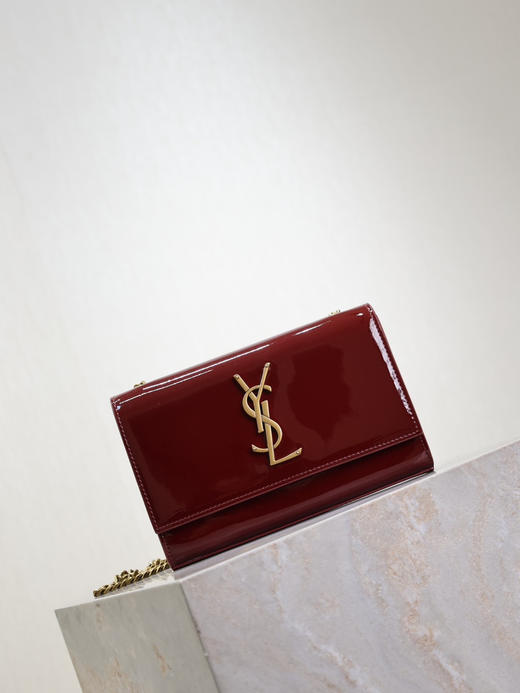 SAINT LAURENT圣罗兰 YSL KATE 古铜色金属配件内部开缝口袋 小牛皮 单肩斜挎包 小号 女款 红色（HH） 商品图1