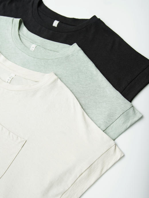 棉麻连袖圆领T恤 商品图0