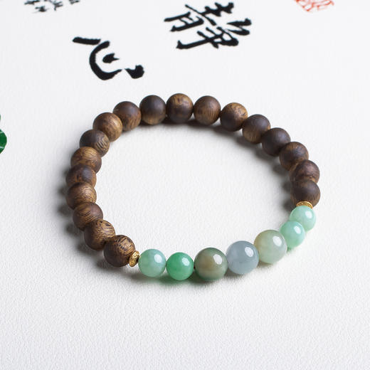 xy0467沉香+翡翠单圈手串 商品图2