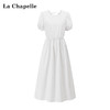 会员福利【100棉！透气亲肤】拉夏贝尔/La Chapelle法式纯色圆领后背交叉系带泡泡袖连衣裙长裙女 商品缩略图1
