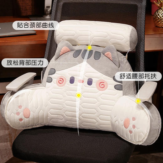 自然醒水晶绒抱抱猫乳胶拥抱式腰靠床上卧室睡觉枕头靠着看书护腰靠枕女QYL 商品图2