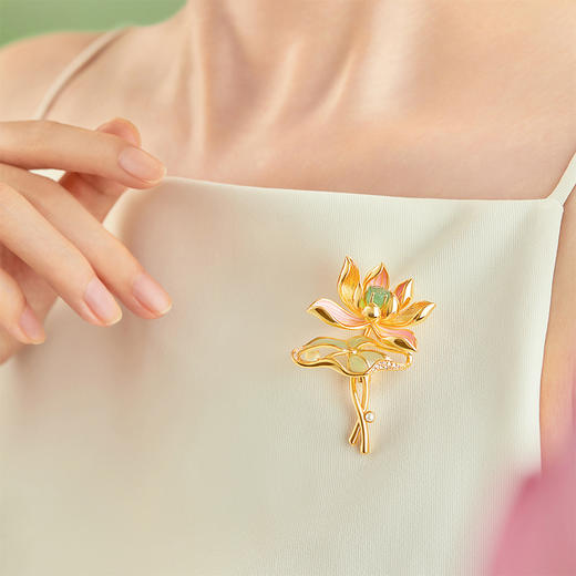 【故宫饰品】荷花胸针高端精致时尚高级感胸花博物馆文创生日礼物女 商品图2