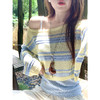 <曾小咸推荐>黄蓝条纹针织罩衫背心两件套 商品缩略图1