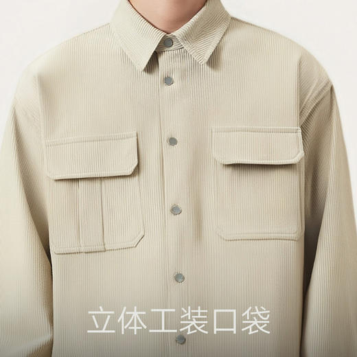 gxg.jeans男装 肌理感工装风宽松休闲翻领长袖衬衫外套 25秋 商品图4
