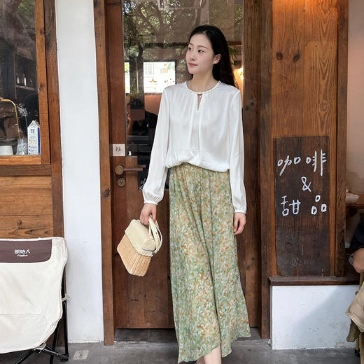 火桐hooton 花环锦簇 19姆米双乔卷边编织真丝上衣795098 商品图1