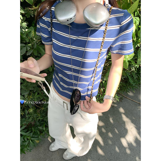<曾小咸推荐>3.27现货秒杀 ！微信超特价！撞色条纹短袖T恤 日常99.99 立减60 秒杀39.99！！ 商品图1