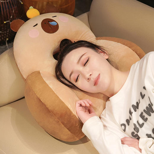 自然醒超柔水晶绒中孔加高卡皮巴拉腰枕办公室腰靠靠垫电脑椅子靠背护腰垫久坐不累QYL 商品图14