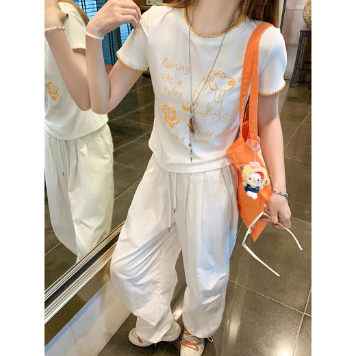 <曾小咸推荐>韩版百搭显瘦圆领短袖T恤女上衣 商品图1