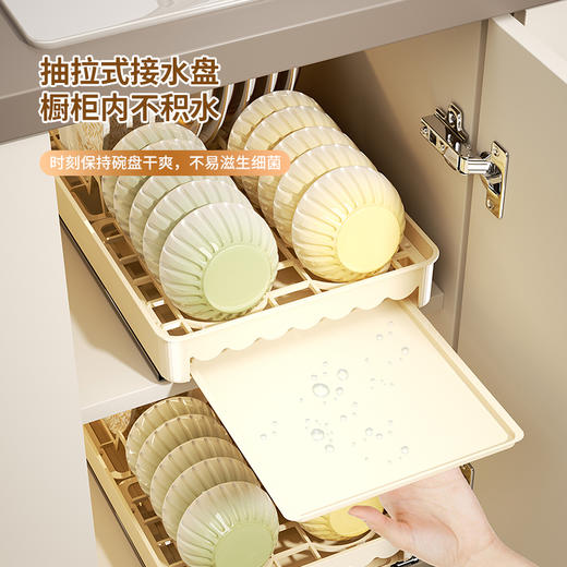 【免安装橱柜抽拉式碗碟置物架8514】💧卫生又干净，超级实用，✅   免打孔抽！抽拉碗盘架，厨房收纳秒变魔术空间  告别打孔烦恼！ 商品图5