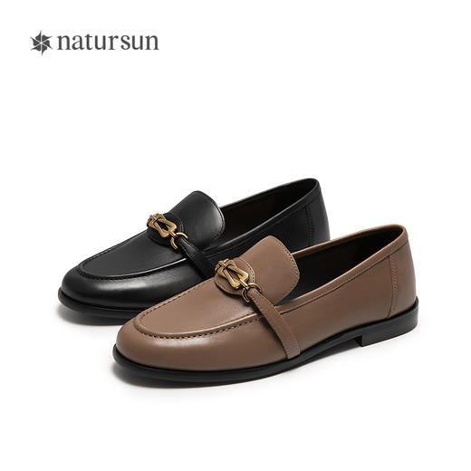 natursun英伦风乐福鞋女一脚蹬舒适职业通勤气质单鞋N25499800 商品图4