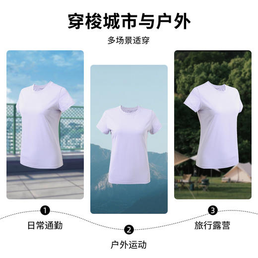 COOLMAX呼吸T恤圆领T恤短袖T恤女 吸湿排汗透气速干 户外运动跑步登山徒步 CHF152051 商品图7