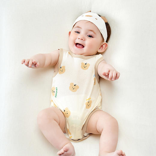 【99元任选3件】迷你巴拉男女宝宝网眼透气三角衣夏新款婴儿连体衣爬服不闷汗 商品图2