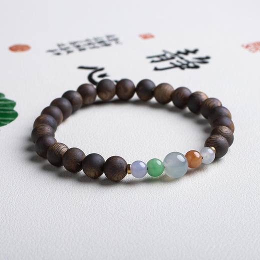 xy0472沉香+翡翠养身手串 商品图2