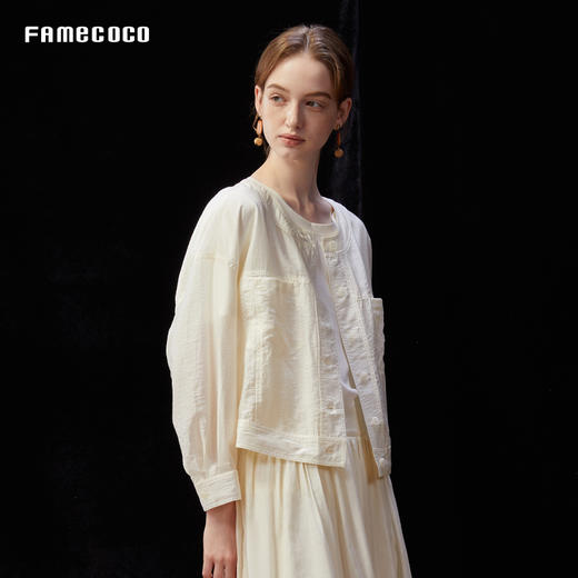 FAMECOCO范可儿新中式天丝短款宽松防晒外套FAD3AB003 商品图1