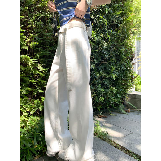 【折后再享2件88折】微信打折价！白色高腰直筒牛仔裤 日常209.99 立减90 秒杀119.99！ 商品图2