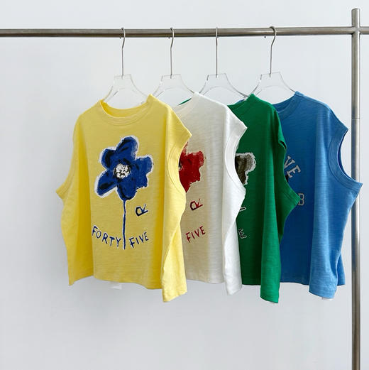 45R花朵/船桨小人印花无袖背心 商品图2