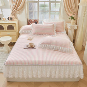 PE凉感豆豆花边床笠席空调席凉席三件套