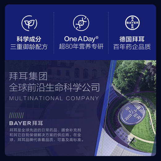 “百年药企”拜耳旗下ONE A DAY细胞御龄丸 三阶K氧 全能K衰 根源K炎 30粒/盒 商品图4