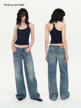 TRUE by NATURE/25SPN02/低腰牛仔裤女直筒长裤