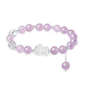 金六福吉祥S999银九紫离火转运珠紫水晶手串JLFYSL0199★