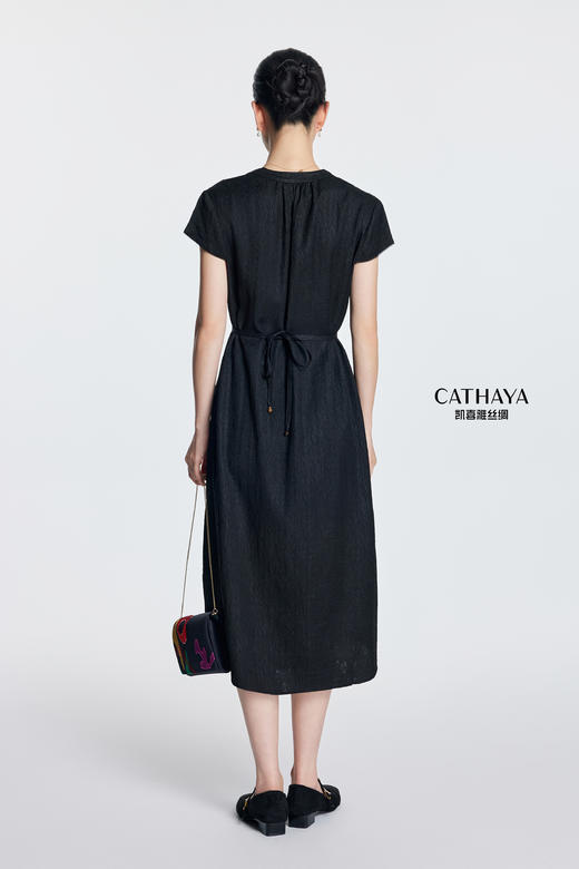 凯喜雅 短袖V领连衣裙 100%桑蚕丝 商品图2