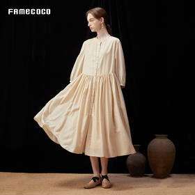 Famecoco范可儿文艺范圆领大裙摆清冷松弛感连衣裙新款FAD3FA010